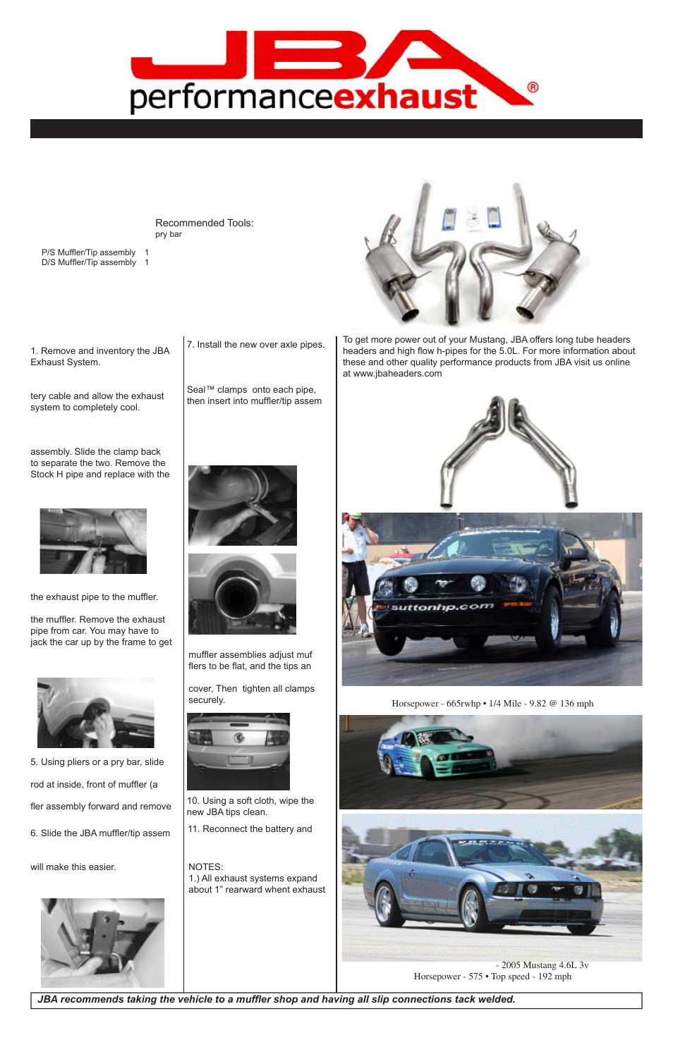 PerTronix JBA Exhaust 40-2643 User Manual | 1 page
