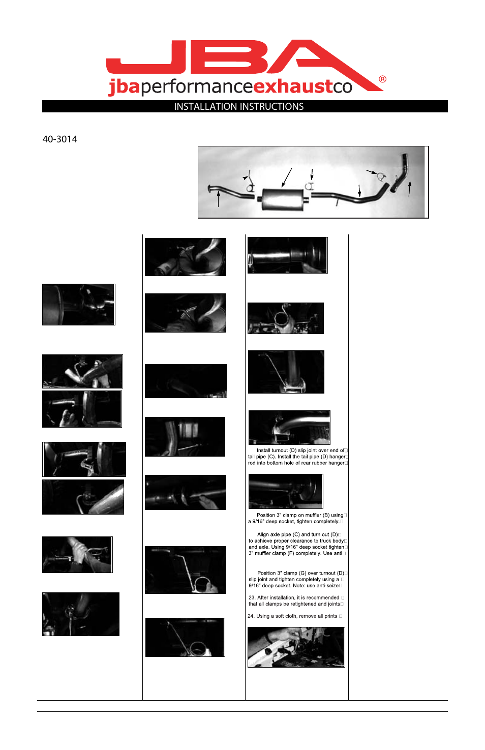 PerTronix JBA Exhaust 40-3014 User Manual | 1 page