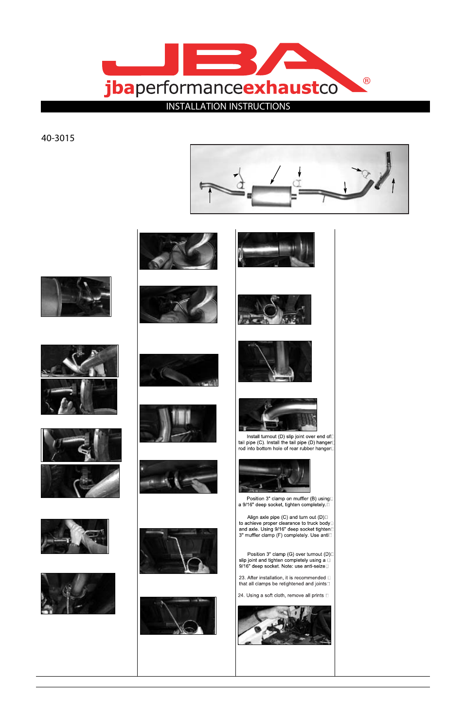 PerTronix JBA Exhaust 40-3015 User Manual | 1 page