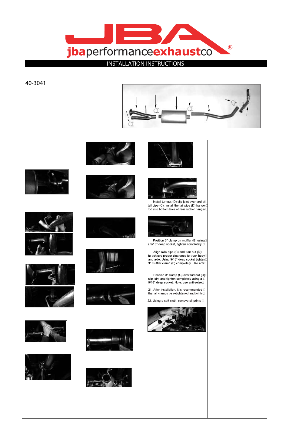 PerTronix JBA Exhaust 40-3041 User Manual | 1 page