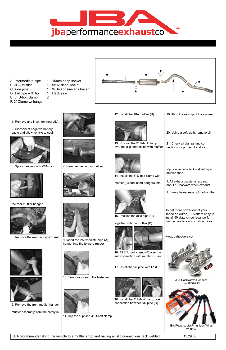PerTronix JBA Exhaust 40-3045 User Manual | 1 page
