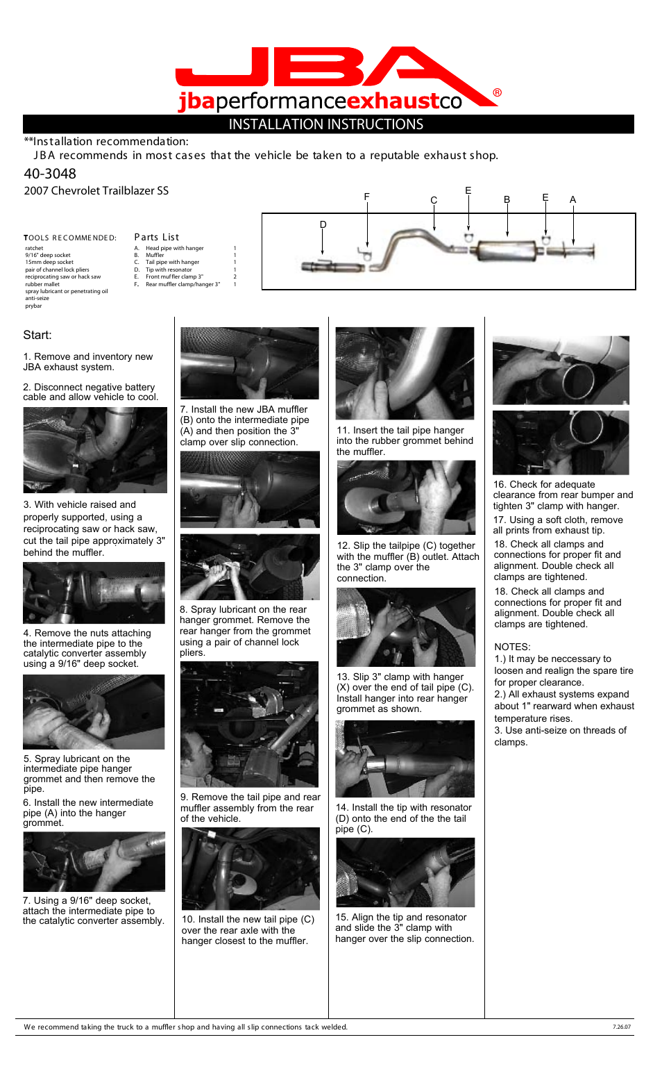 PerTronix JBA Exhaust 40-3048 User Manual | 1 page
