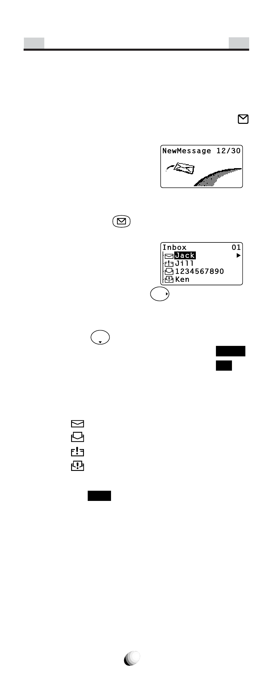 Receiving text messages, Inbox option | Audiovox CDM-9100 User Manual | Page 56 / 107