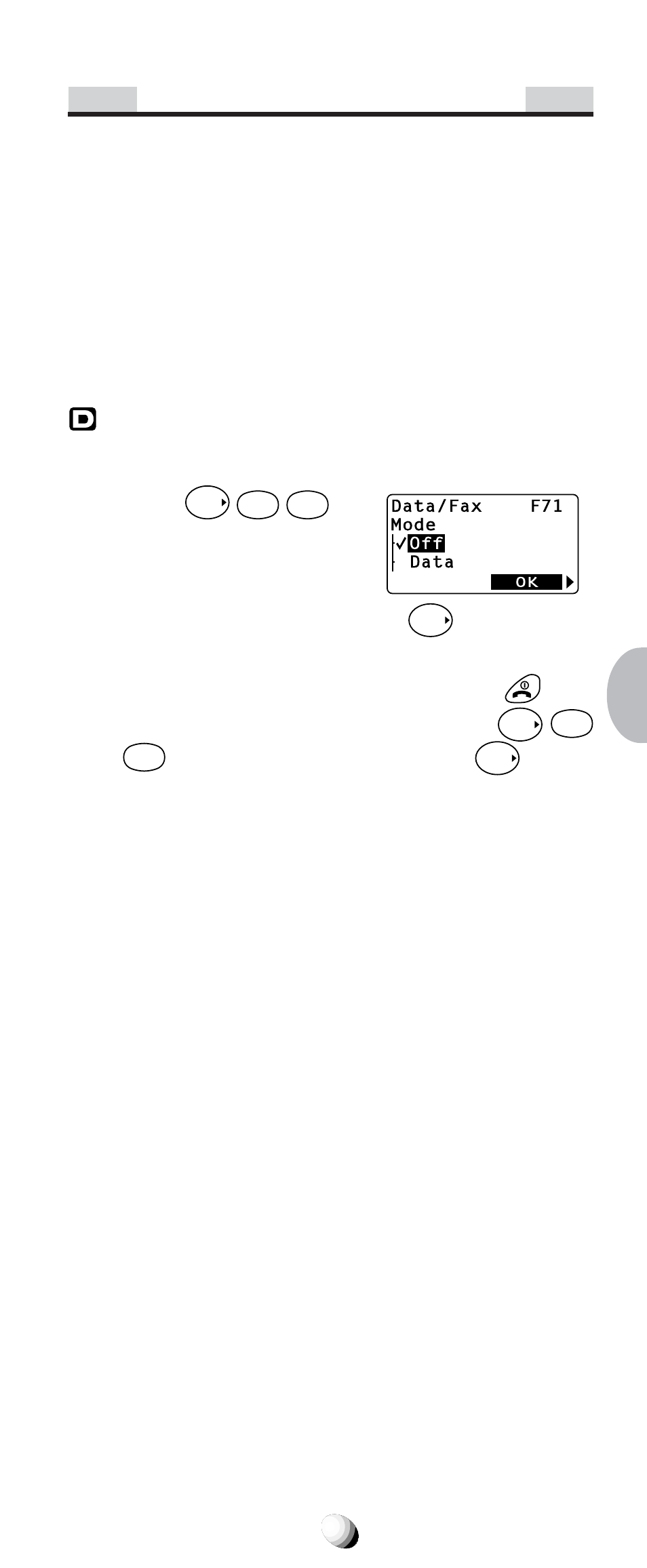 Data communications, Data/fax mode (f71) | Audiovox CDM-9100 User Manual | Page 87 / 107