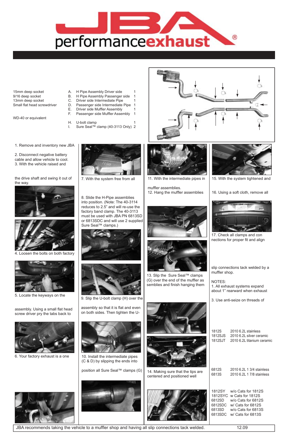 PerTronix JBA Exhaust 40-3114 User Manual | 1 page