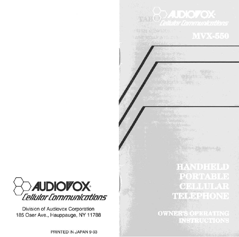 Audiovox MVX-550 User Manual | 22 pages