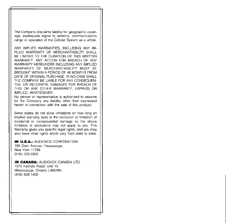 Audiovox MVX-550 User Manual | Page 22 / 22