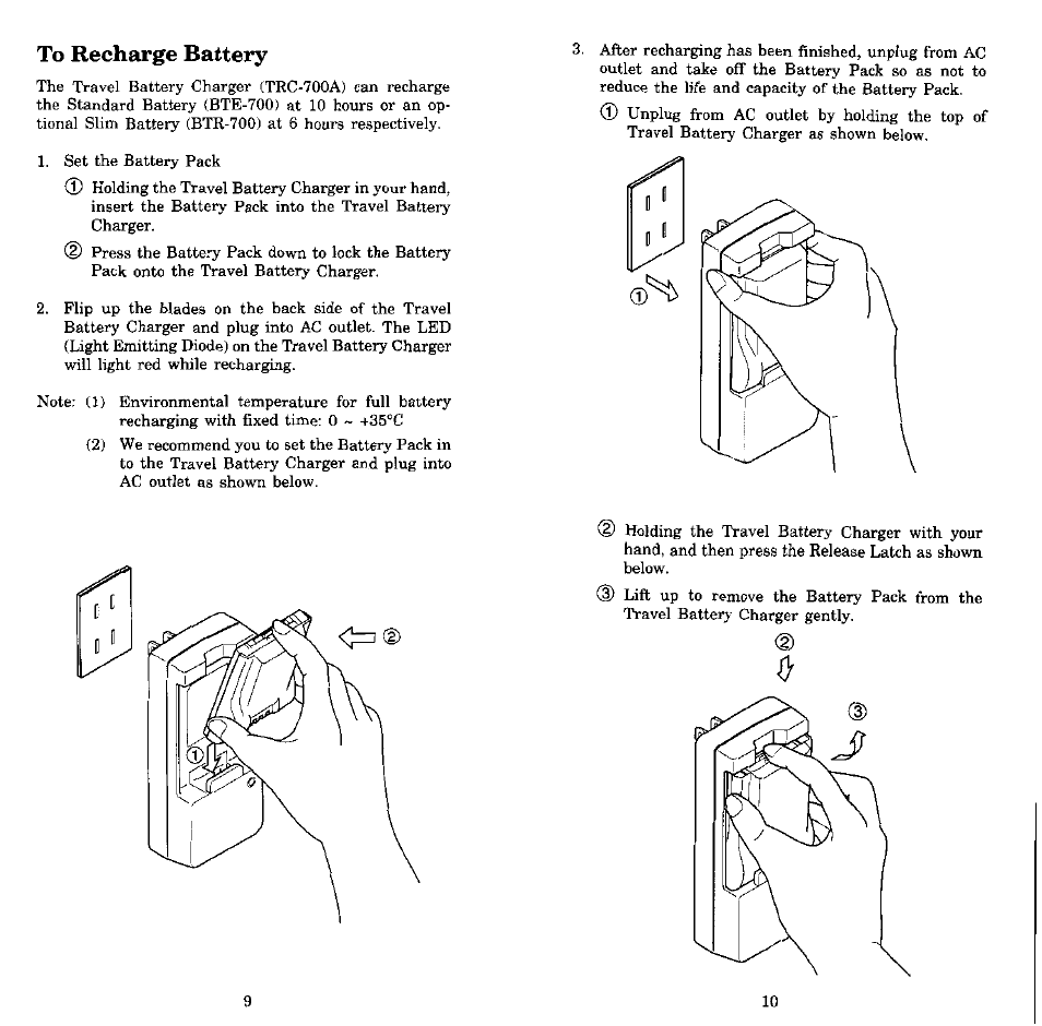 To recharge battery | Audiovox MVX-550 User Manual | Page 6 / 22