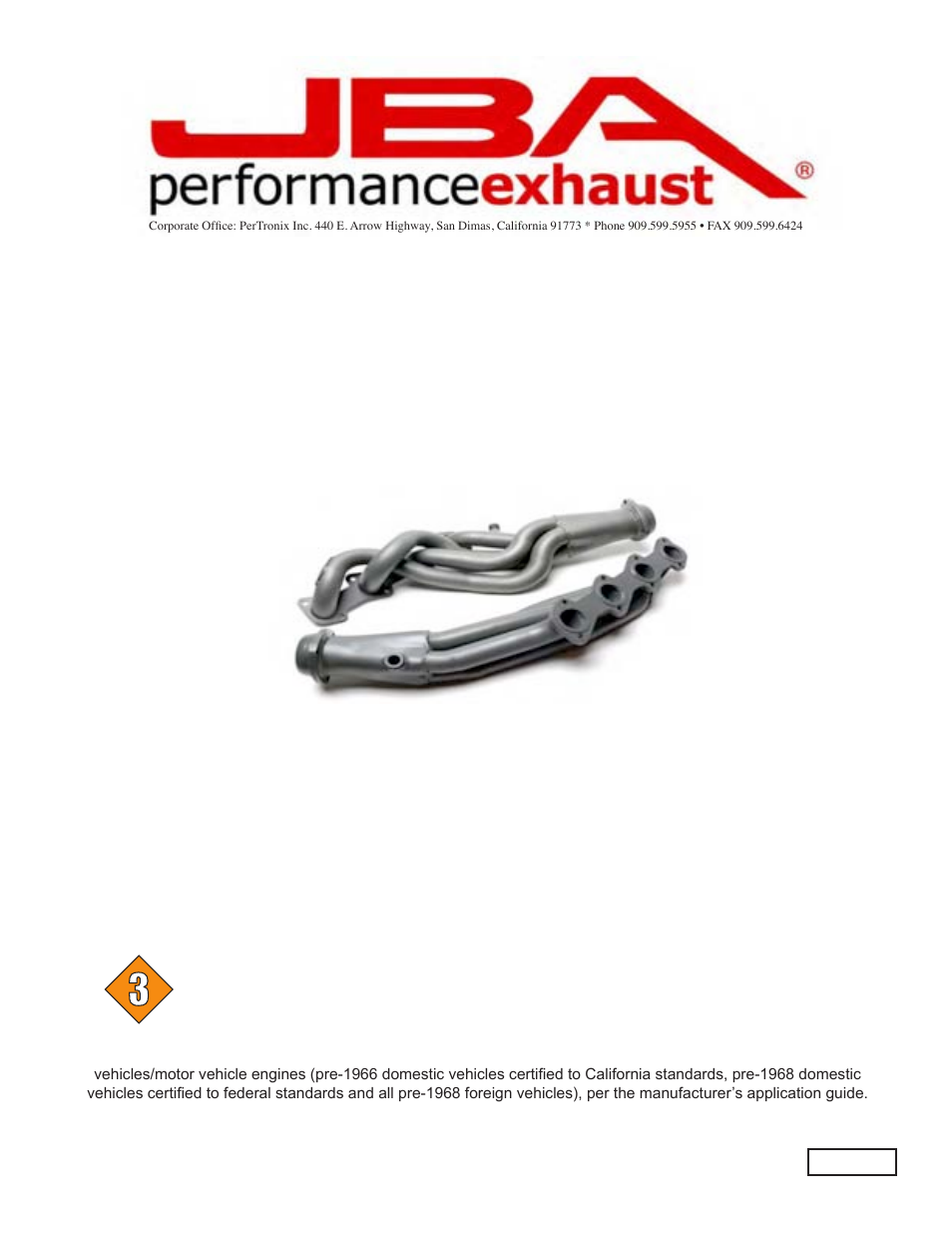 PerTronix JBA Exhaust 6622S User Manual | 5 pages