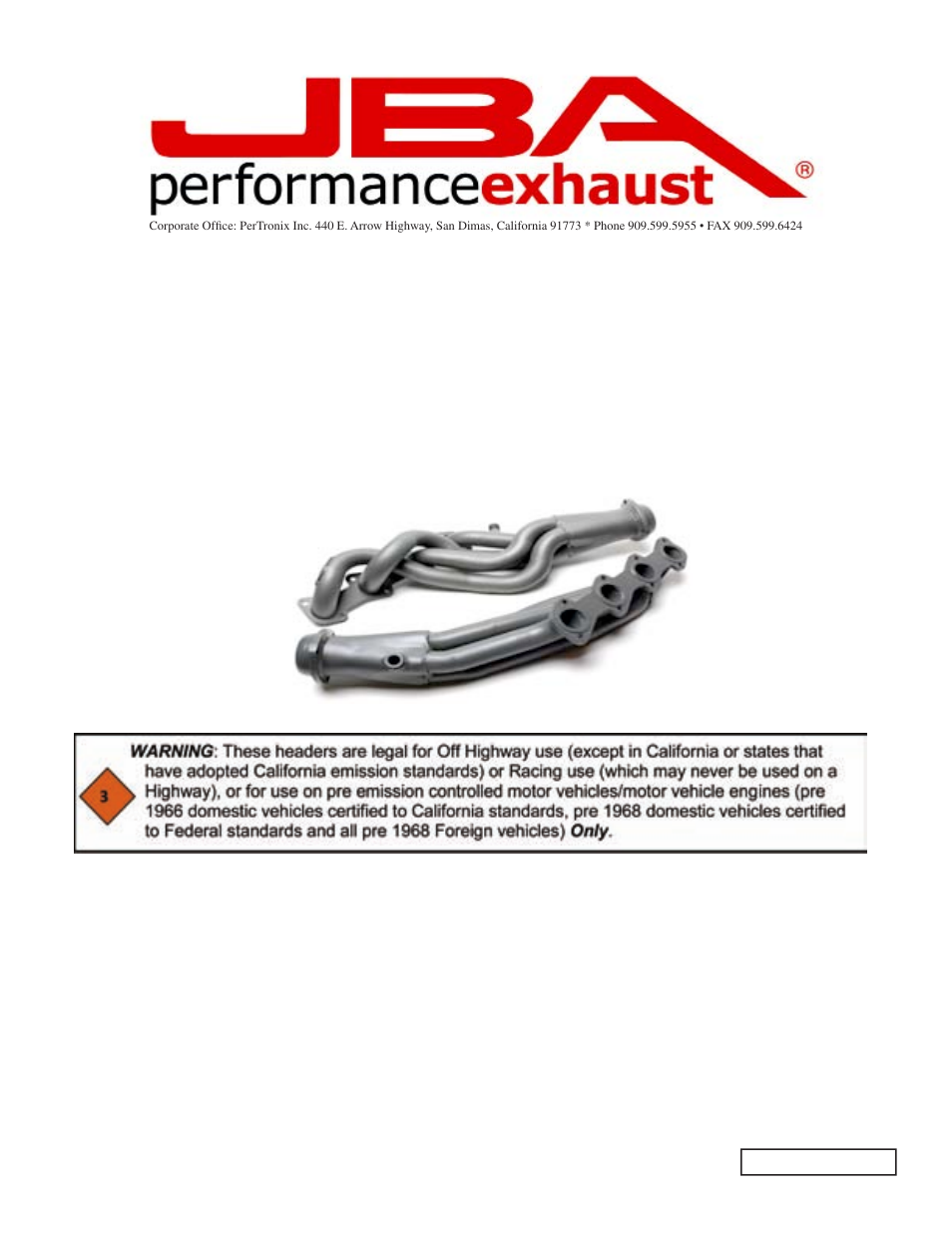 PerTronix JBA Exhaust 6635S User Manual | 5 pages