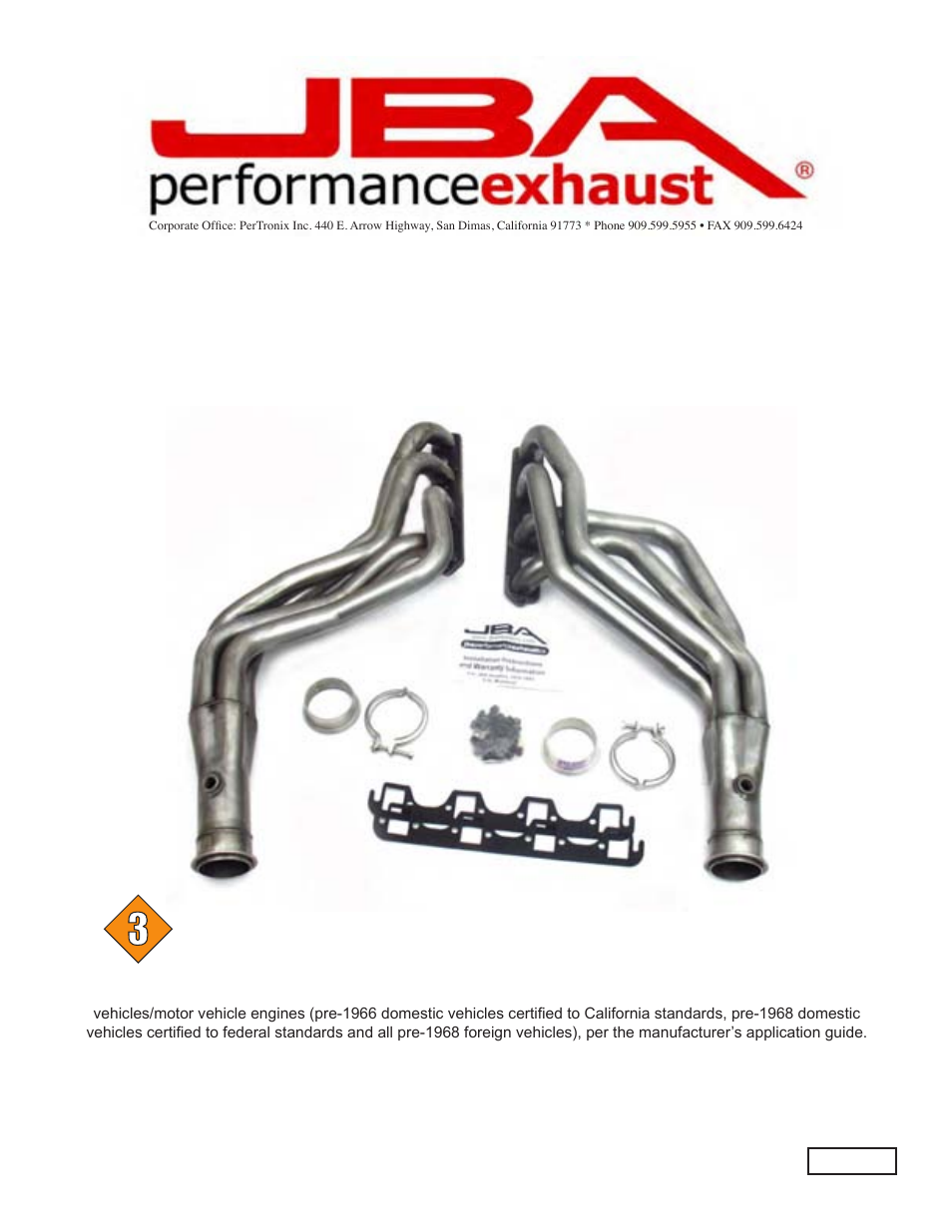 PerTronix JBA Exhaust 6641S User Manual | 5 pages