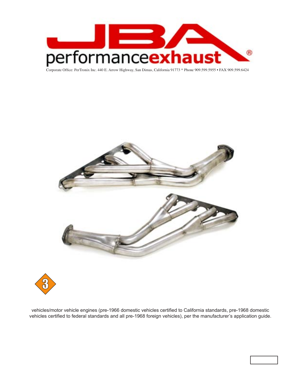 PerTronix JBA Exhaust 6651S User Manual | 5 pages
