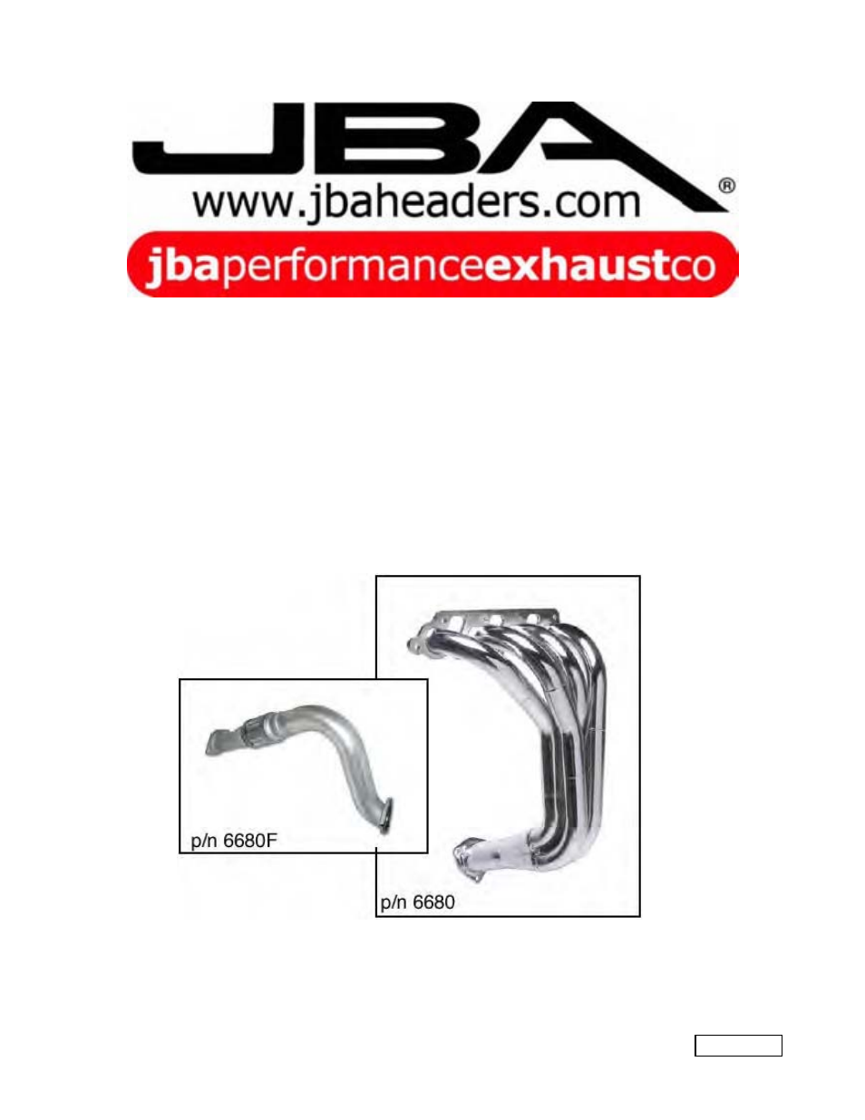 PerTronix JBA Exhaust 6680F User Manual | 8 pages
