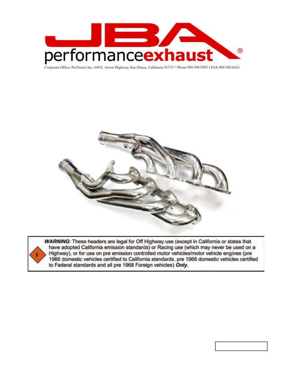 PerTronix JBA Exhaust 6690S User Manual | 5 pages