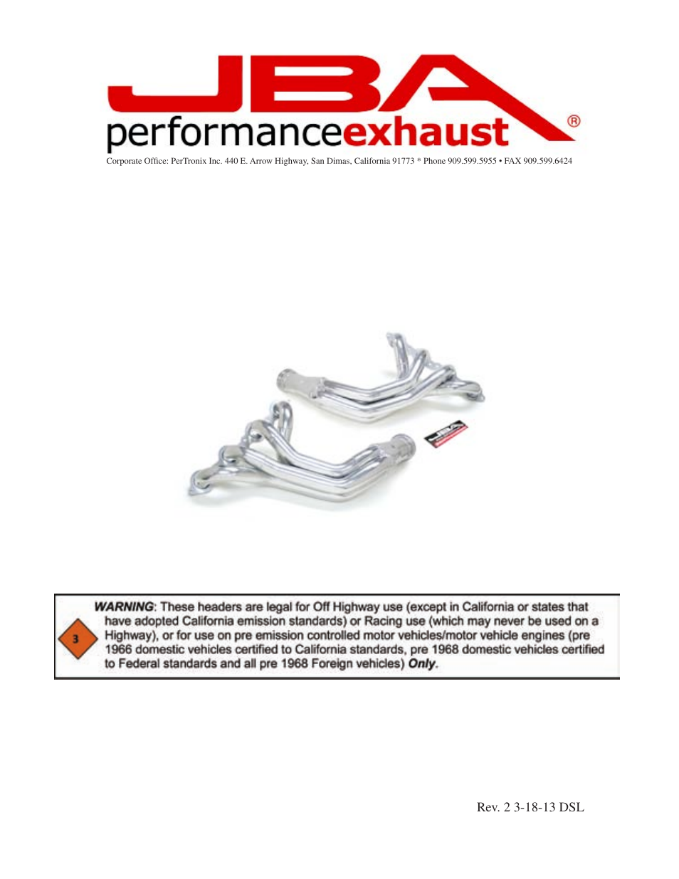 PerTronix JBA Exhaust 6818S User Manual | 5 pages