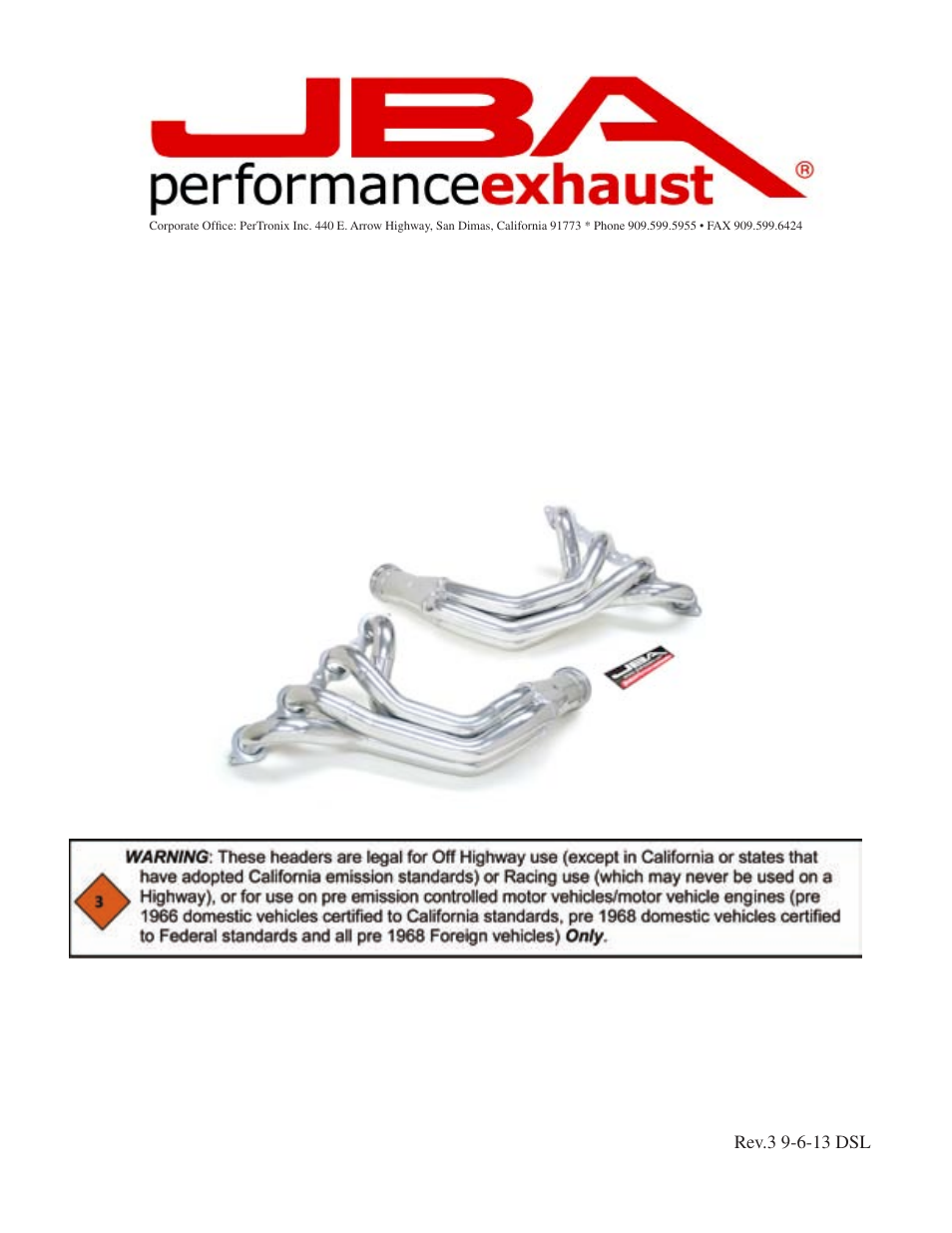 PerTronix JBA Exhaust 6819S User Manual | 5 pages