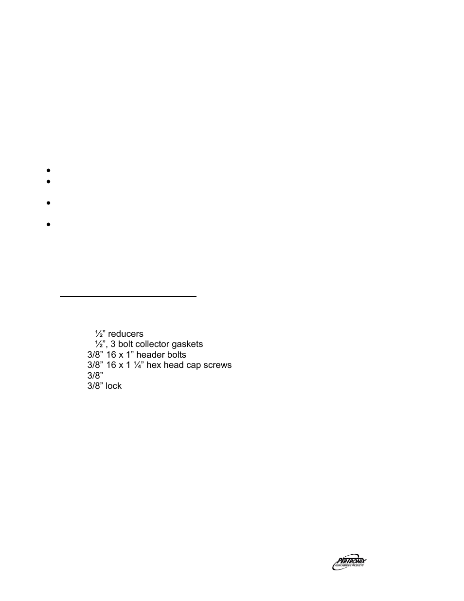 Start the engine, Important check list, Parts list | PerTronix Dougs Headers D303Y-SP User Manual | Page 4 / 4