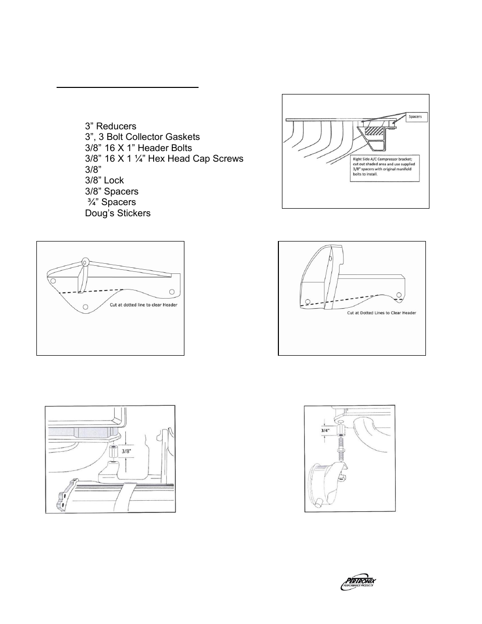 Parts list | PerTronix Dougs Headers D313 User Manual | Page 3 / 3