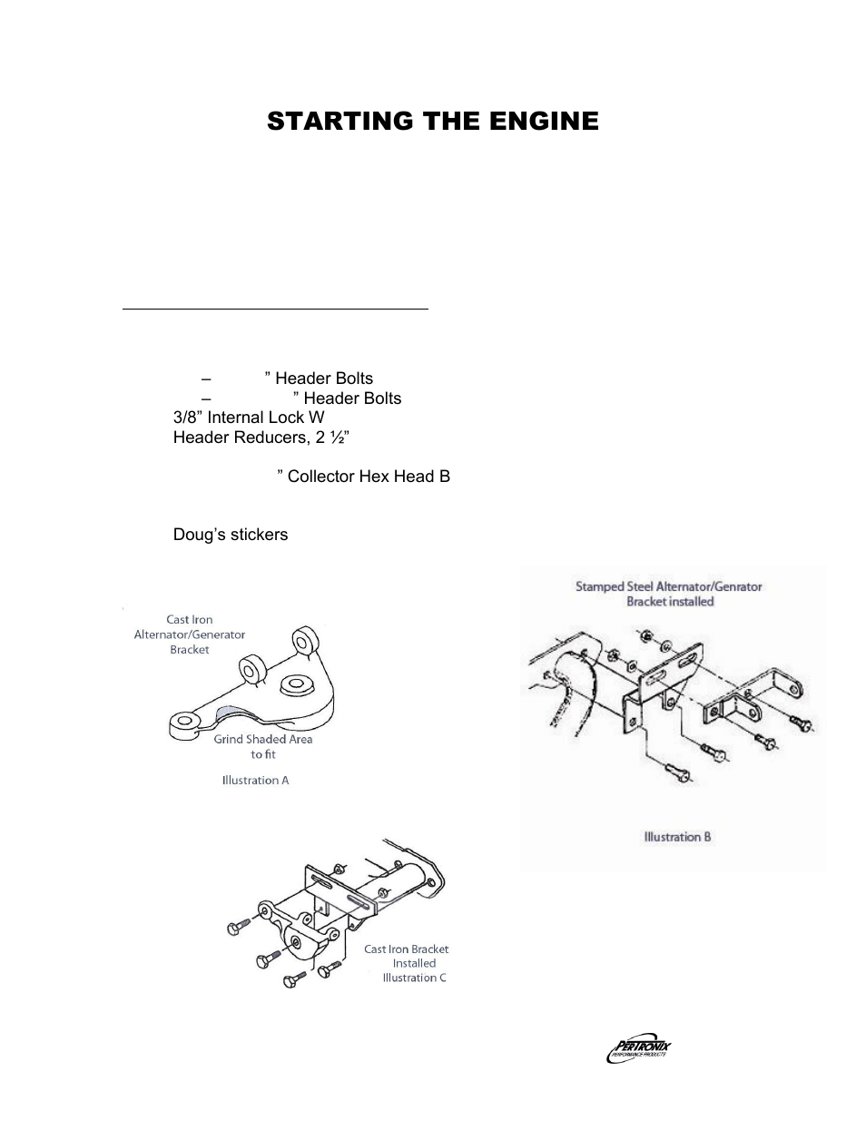 Starting the engine | PerTronix Dougs Headers D317 User Manual | Page 3 / 3