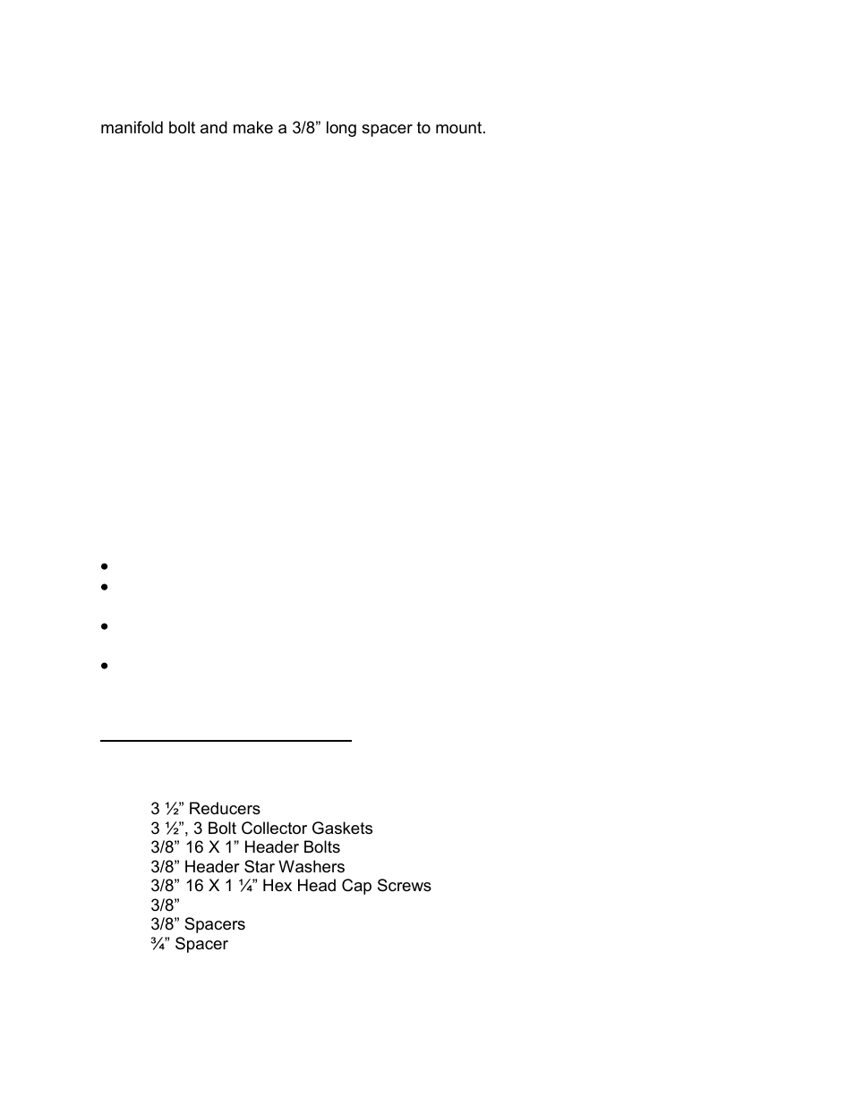 Start the engine, Important check list, Parts list | PerTronix Dougs Headers D325 User Manual | Page 3 / 5