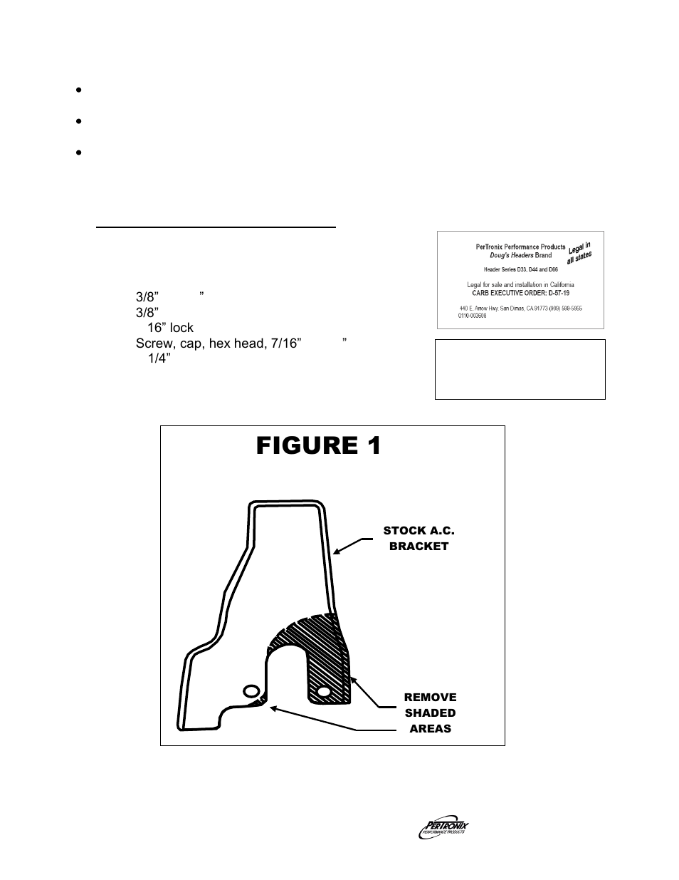 Figure 1, Parts list | PerTronix Dougs Headers D3322 User Manual | Page 3 / 3