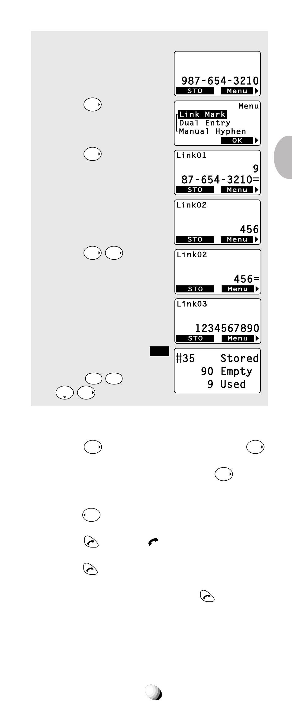 Press, Enter the second number. 5. press, Enter the third number. 7. press the key under | Three times. enter the ad- dress, And press | Audiovox CDM-9150X User Manual | Page 51 / 107