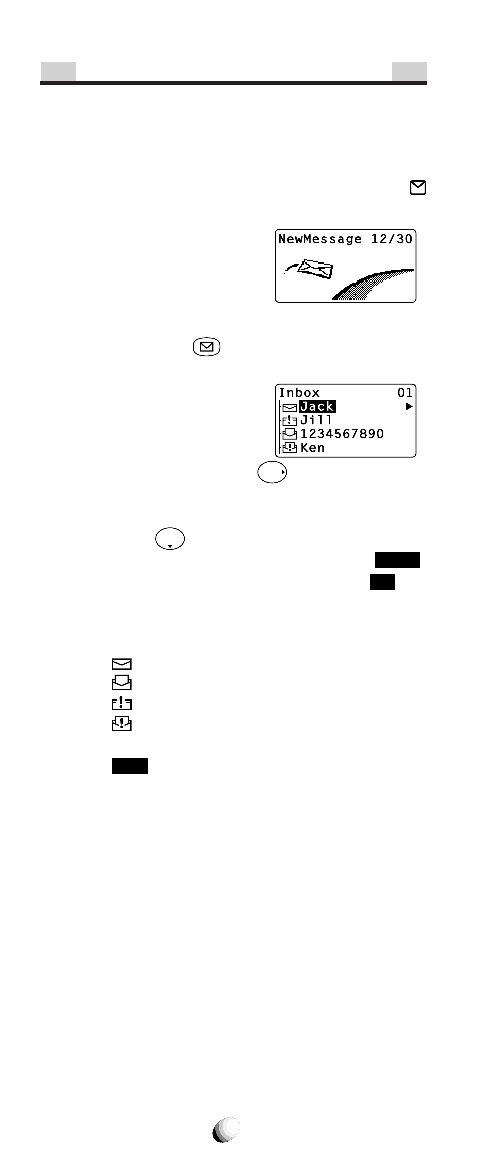Receiving text messages, Inbox option | Audiovox CDM-9150X User Manual | Page 58 / 107