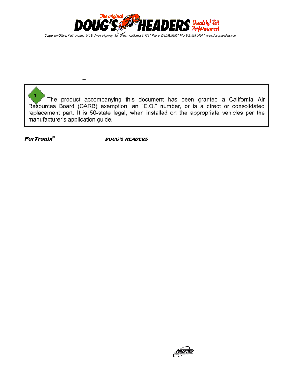 PerTronix Dougs Headers D3353-3 User Manual | 3 pages