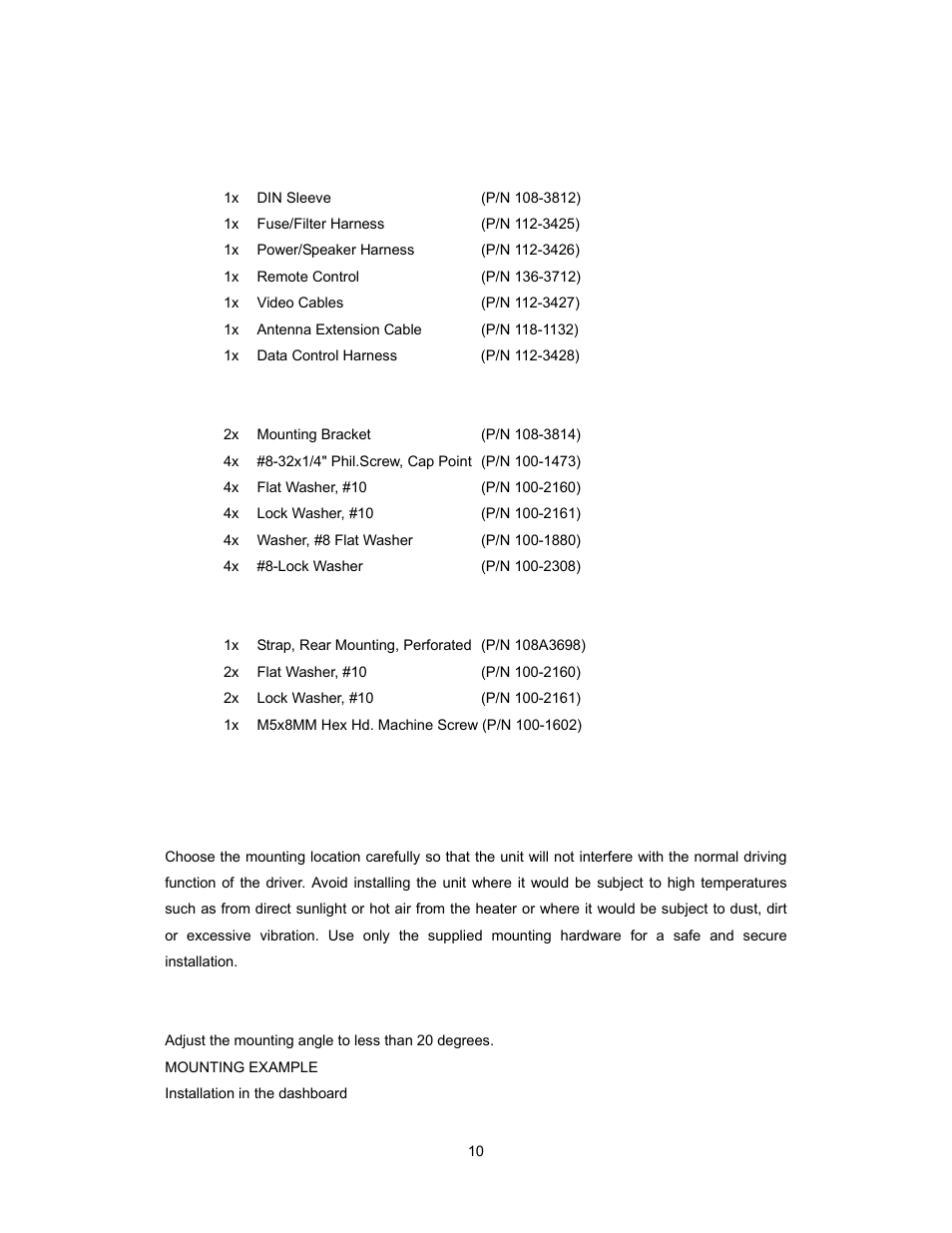 Installation of the pav2000dtv system | Audiovox PAV2000DTV User Manual | Page 11 / 58