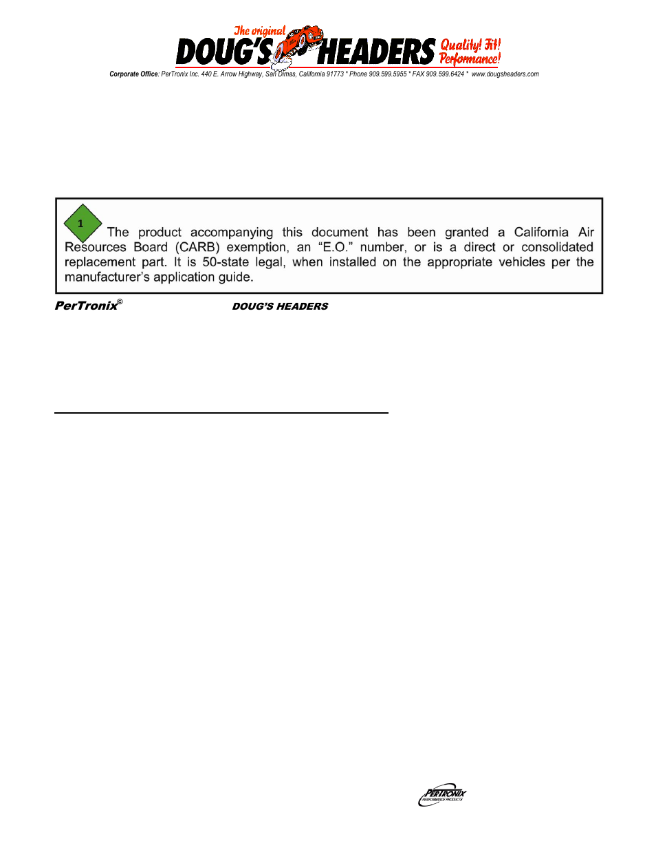 PerTronix Dougs Headers D3373 User Manual | 3 pages