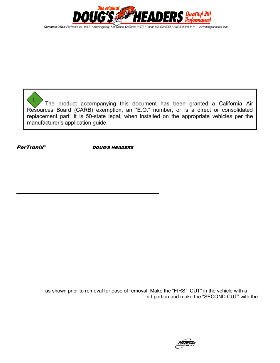 PerTronix Dougs Headers D3383-2 User Manual | 4 pages
