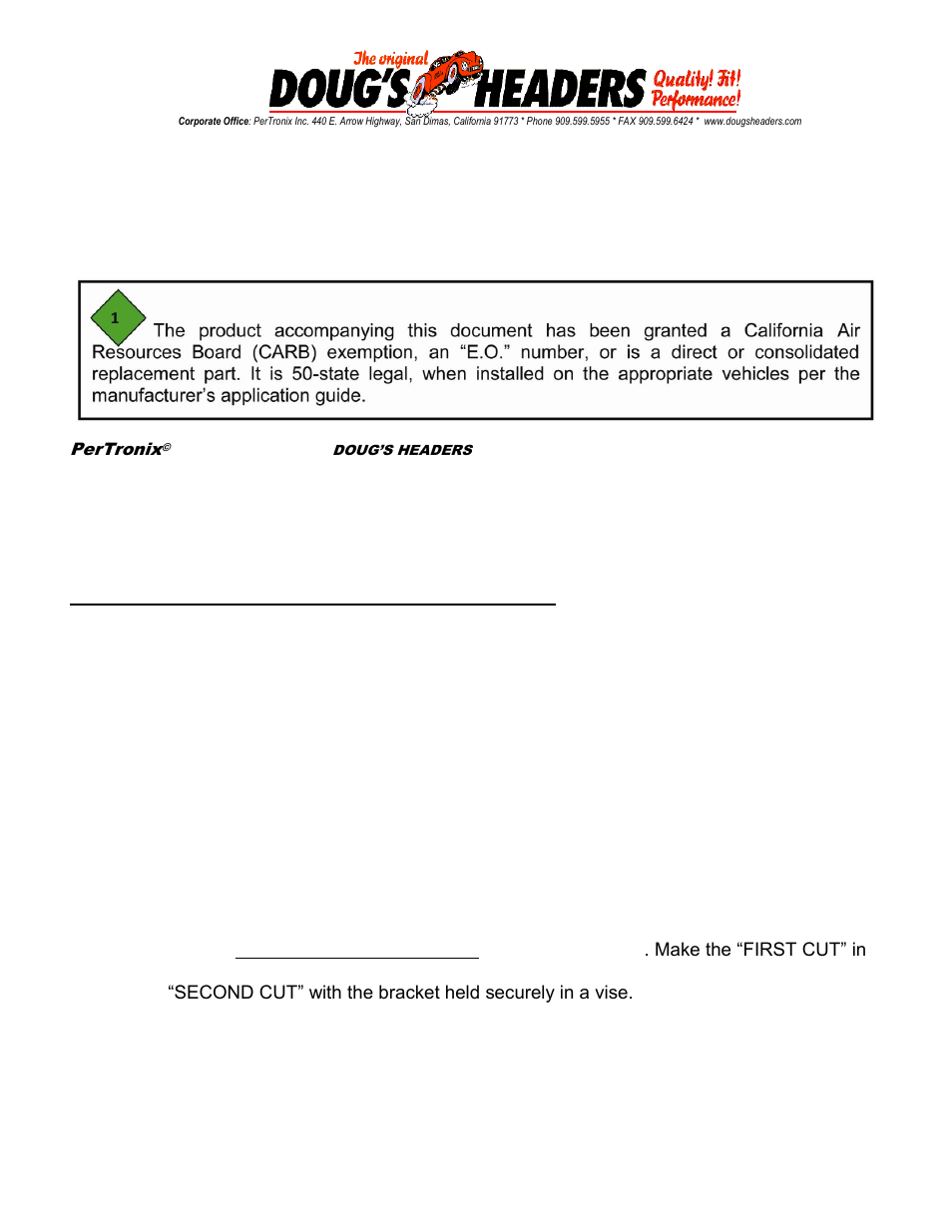 PerTronix Dougs Headers D3385Y-1 User Manual | 7 pages