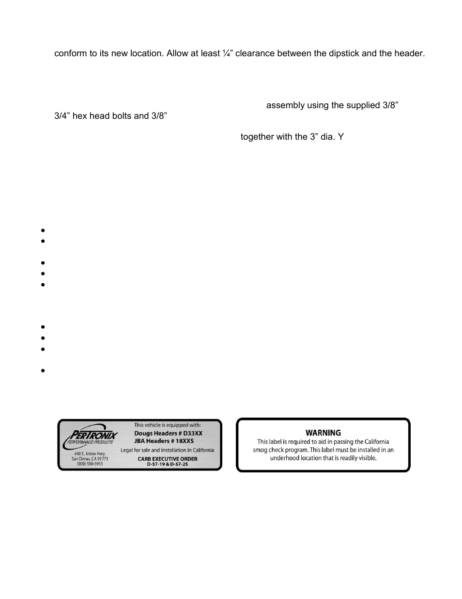 Important check list, Start the engine | PerTronix Dougs Headers D3385Y-1 User Manual | Page 3 / 7