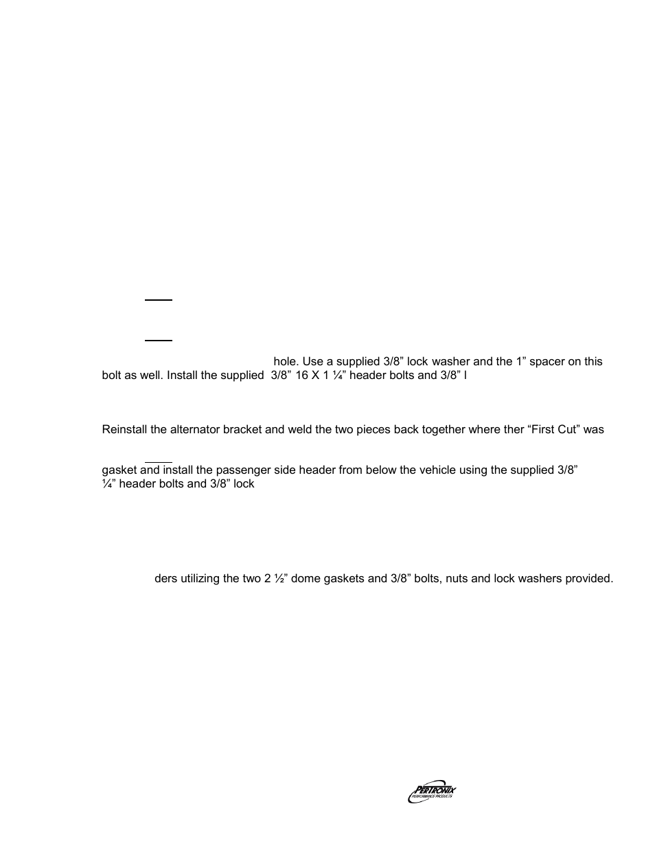 Assembly, Start the engine | PerTronix Dougs Headers D3386 User Manual | Page 2 / 4