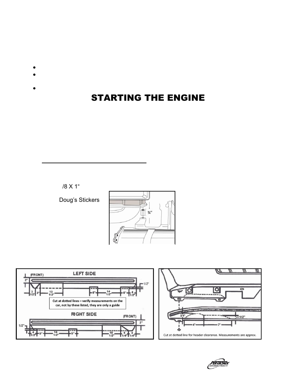 Important check list, Starting the engine | PerTronix Dougs Headers D380 User Manual | Page 3 / 3