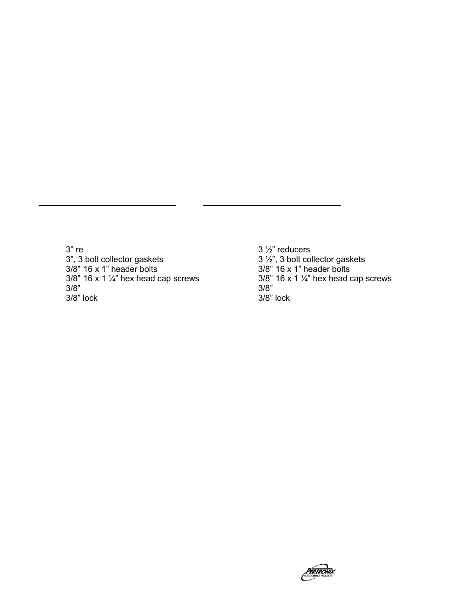Start the engine, Parts list | PerTronix Dougs Headers D569 User Manual | Page 3 / 3