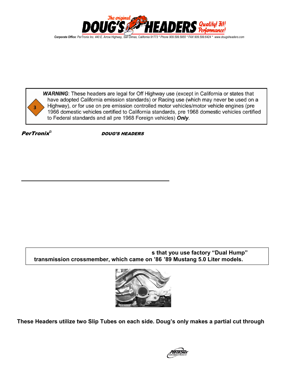 PerTronix Dougs Headers D6671 User Manual | 3 pages