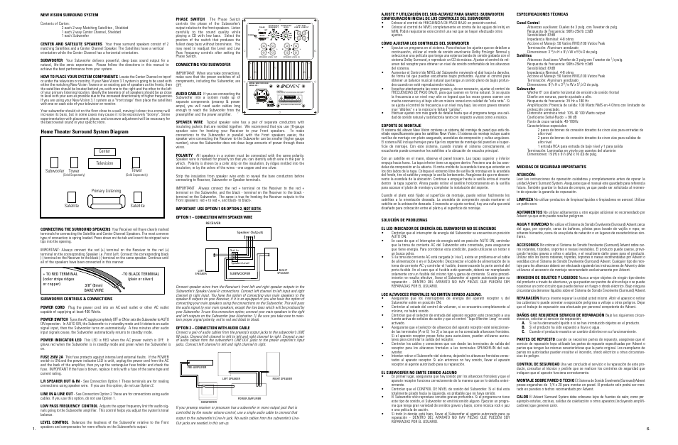 Home theater surround system diagram | Audiovox NEWVISION 3.1 User Manual | Page 2 / 4