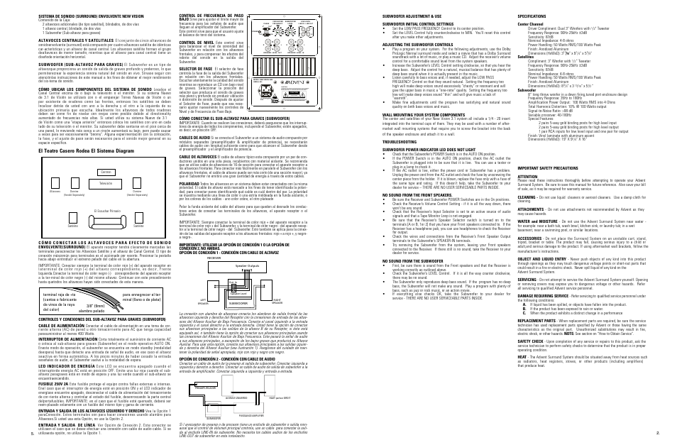 El teatro casero rodea el sistema diagram | Audiovox NEWVISION 3.1 User Manual | Page 4 / 4