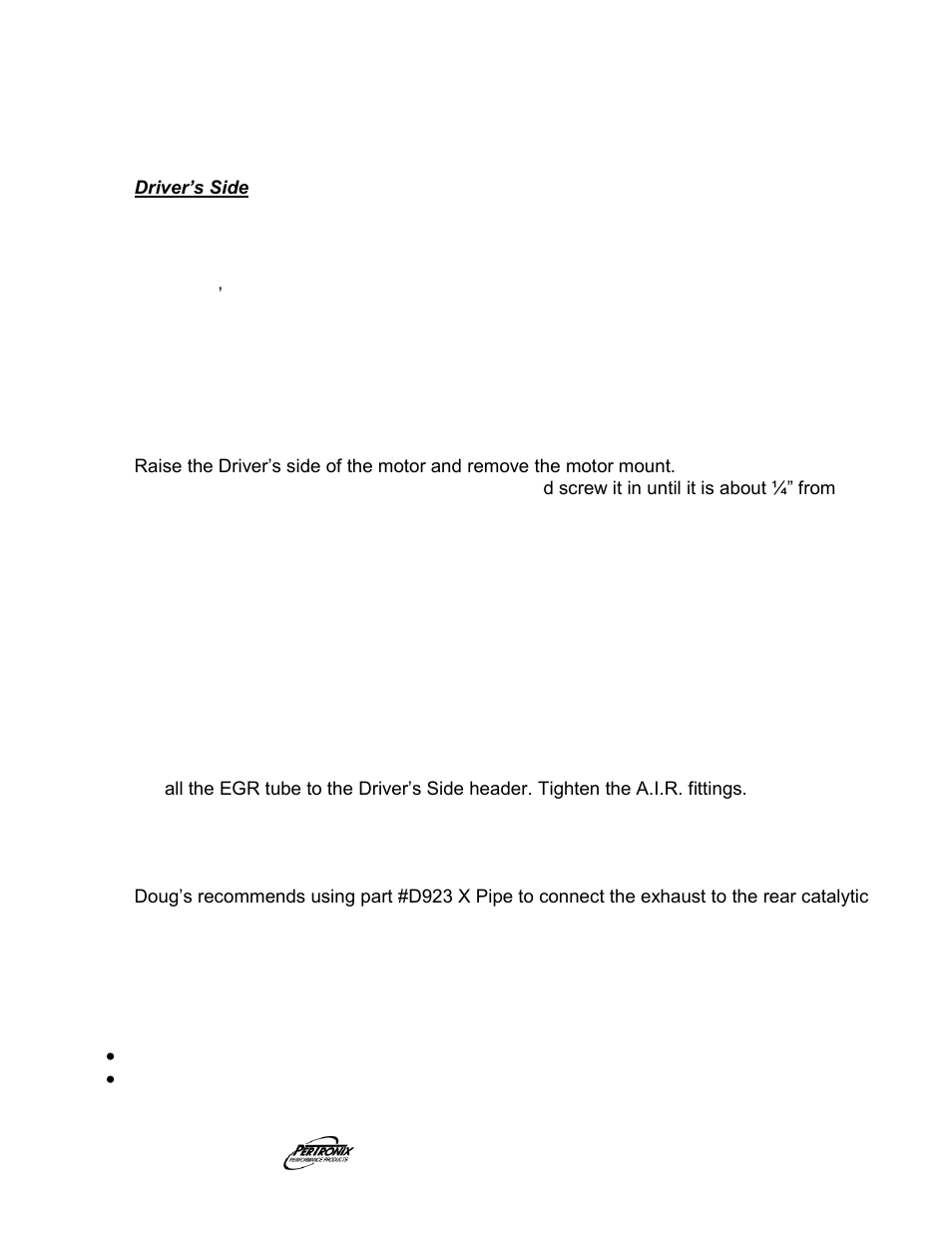 Important check list | PerTronix Dougs Headers D6681 User Manual | Page 3 / 4