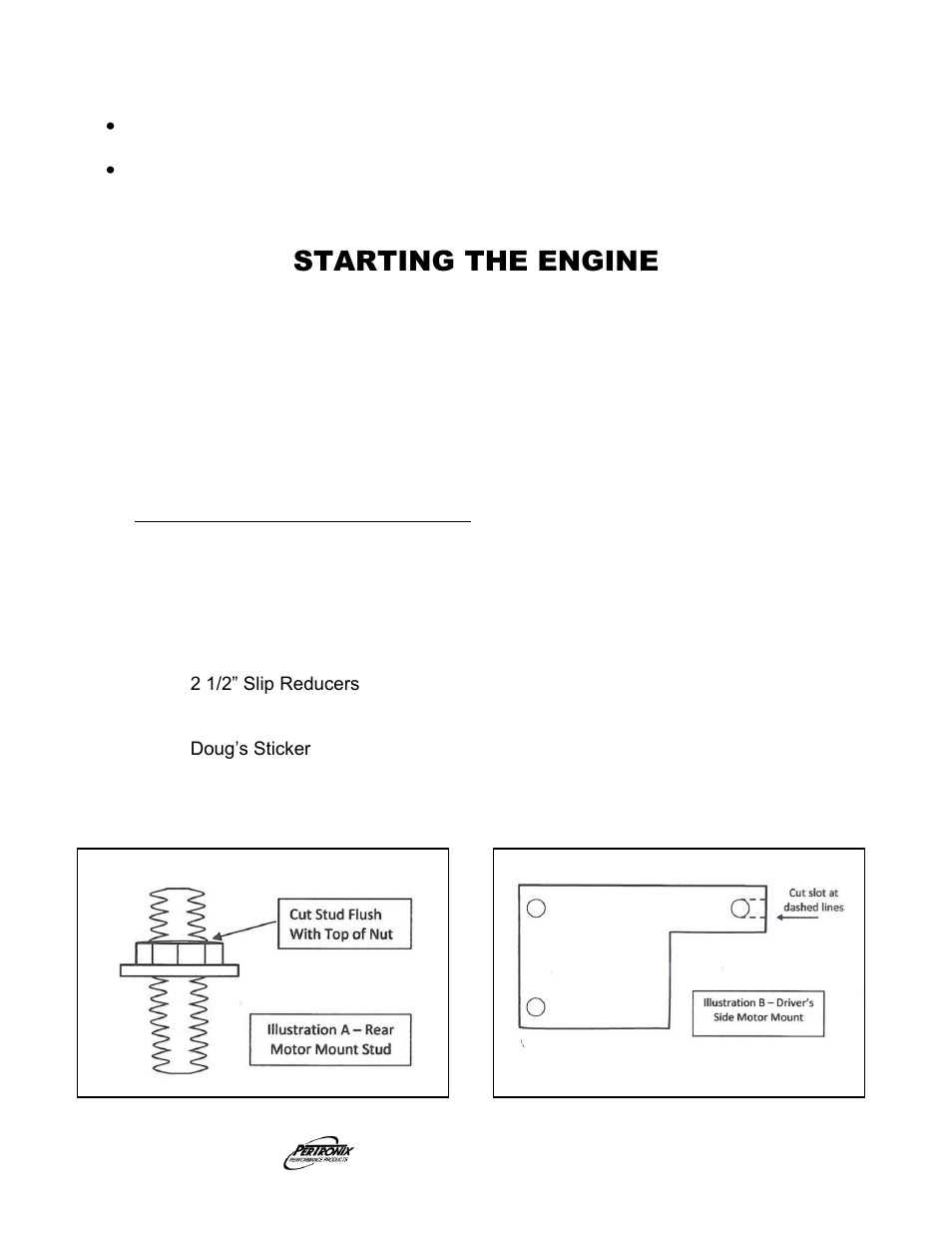 Starting the engine, Parts list | PerTronix Dougs Headers D6681 User Manual | Page 4 / 4