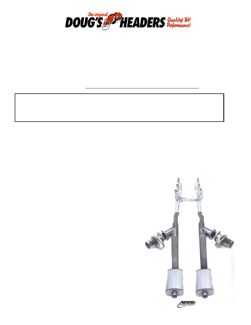 PerTronix Dougs Headers DEC300A User Manual | 1 page