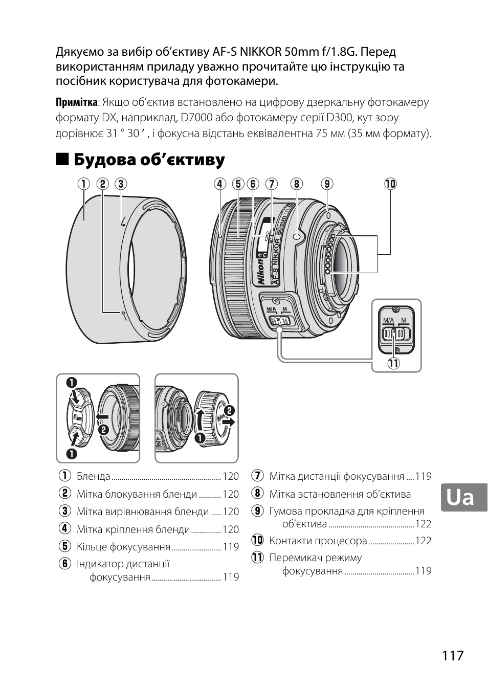 Будова об’єктиву | Nikon 50mm-f-18G-AF-S-Nikkor User Manual | Page 117 / 164