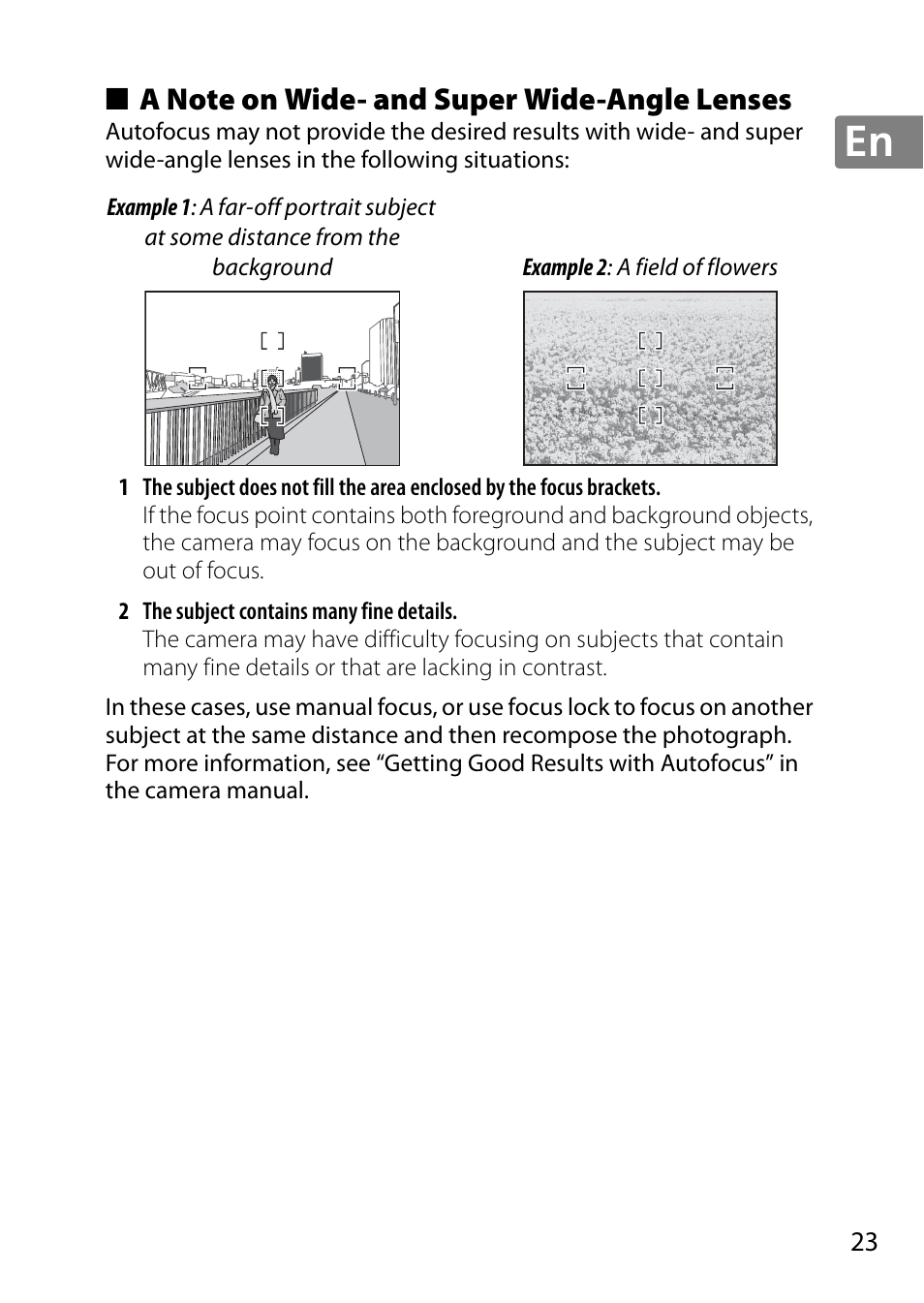A note on wide- and super wide-angle lenses | Nikon 18-300mm-f-35-56G-ED-VR-AF-S-DX-Nikkor User Manual | Page 23 / 200