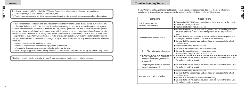 Troubleshooting/repair, Others | Nikon PROSTAFF User Manual | Page 11 / 41