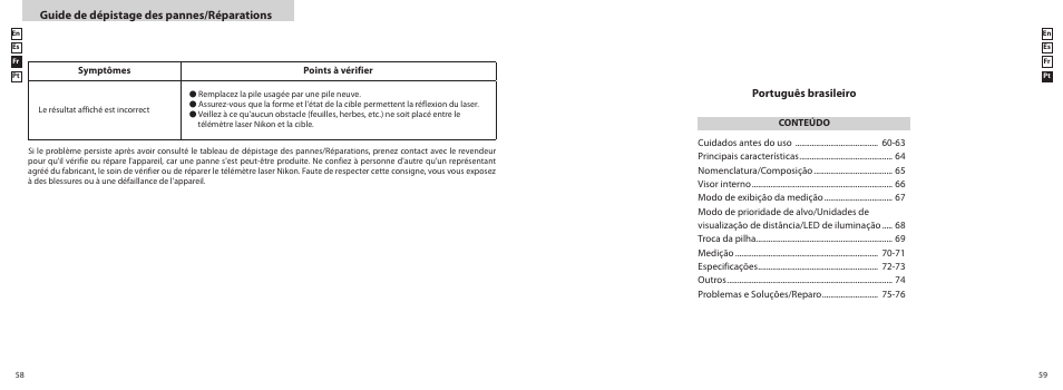 Guide de dépistage des pannes/réparations, Português brasileiro | Nikon PROSTAFF User Manual | Page 30 / 41