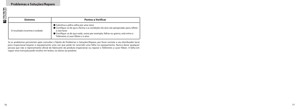 Problemas e soluções/reparo | Nikon PROSTAFF User Manual | Page 39 / 41