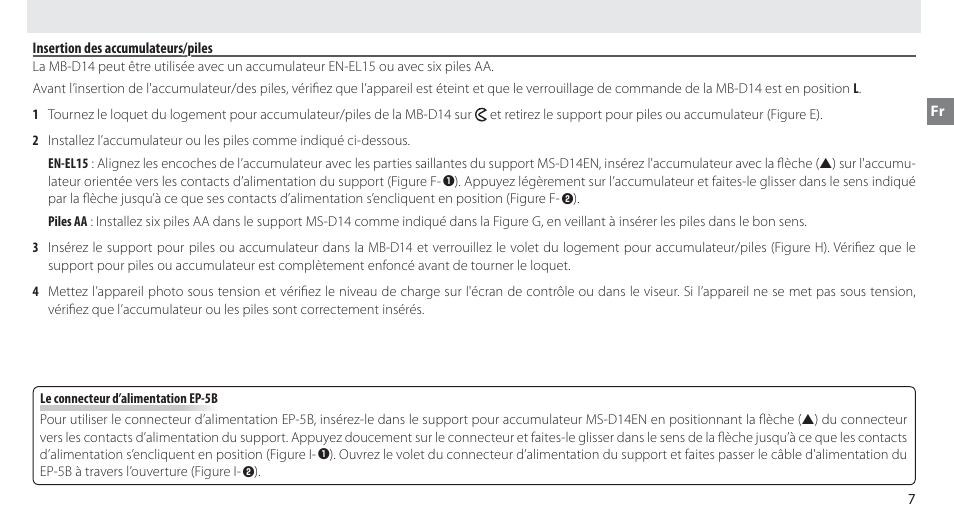 Insertion des accumulateurs/piles | Nikon MB-D14 User Manual | Page 33 / 156
