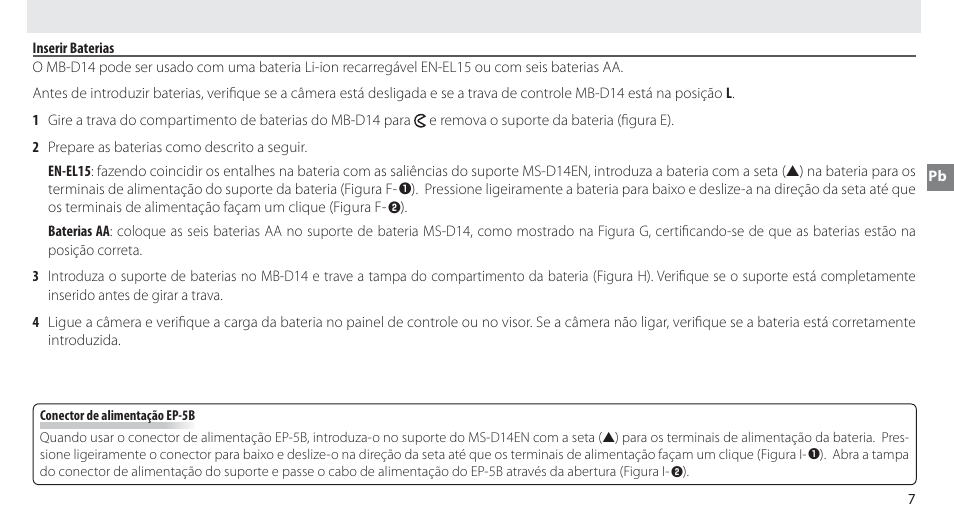 Inserir baterias | Nikon MB-D14 User Manual | Page 53 / 156