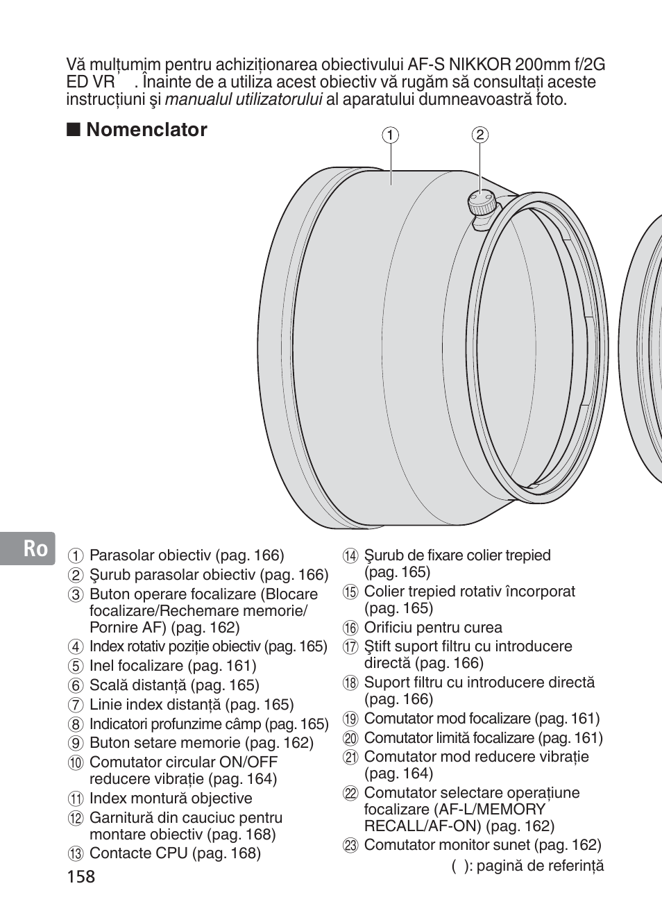 Nomenclator | Nikon 200mm-f-2G-ED-AF-S-VR-II-Nikkor User Manual | Page 158 / 228